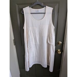 Dunes Cotton Neutral Patchwork Oversized Tunic Dress Cream Medium/2